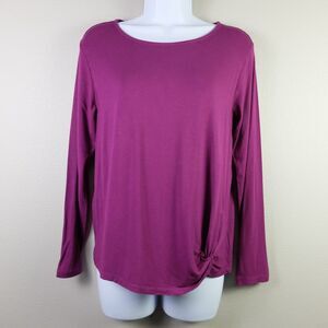 Rumi + Ryder Purple Twist Side Long Sleeve Top Size Large